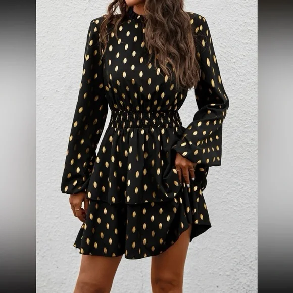 Luxe layered ruffle hem high waist mini dress - Picture 4 of 4